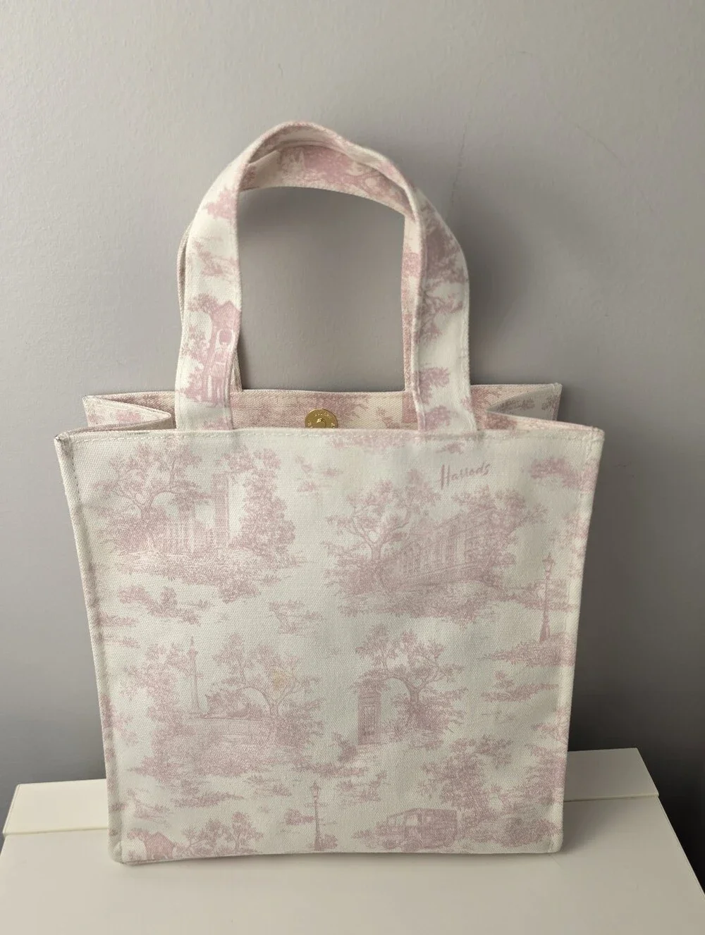 HARRODS Small Toile Shopper Bag NWT
